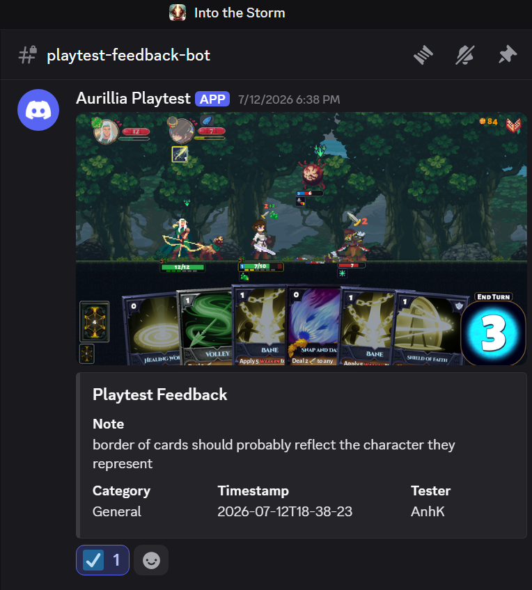 Discord feedback report suggesting that card borders should reflect the character they represent